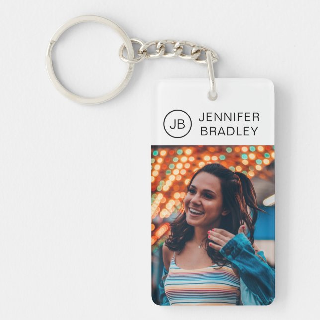 Monogram Photo Custom Photo Personalised Name Key Ring (Front)