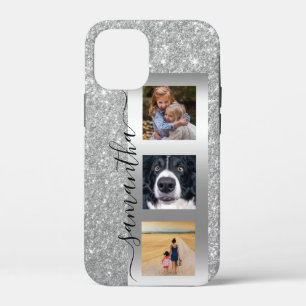 Monogram Photo Glitter Rose Gold Handwritten  iPhone 12 Mini Case