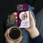 Monogram Photo Modern Floral Marble Custom Name iPhone 13 Case<br><div class="desc">Monogram Photo Modern Floral Marble Custom Name features your favorite photo on a marble and purple flower background. Personalize with your custom monogram and name by editing the text in the text box provided. Designed by ©Evco Studio www.zazzle.com/store/evcostudio</div>
