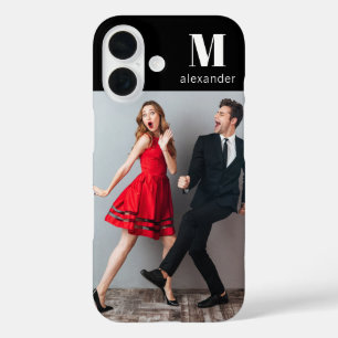 Monogram Photo Modern Personalised Name iPhone 16 Case