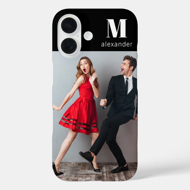 Monogram Photo Modern Personalised Name  Case-Mate iPhone Case (Back)