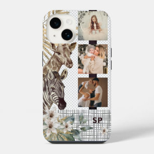 Monogram Photo Safari Animal Floral Modern Girly iPhone 14 Case