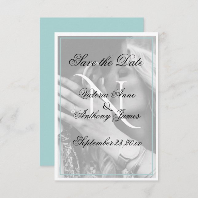 Monogram Photo Script Wedding Save The Date (Front/Back)