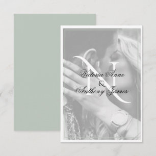 Monogram Photo Script Wedding Thank You Card