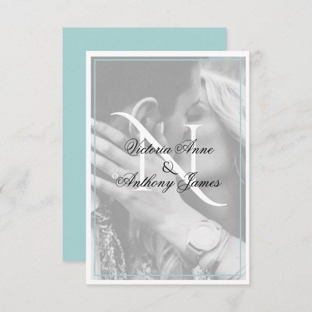 Monogram Photo Script Wedding Thank You Card (Front/Back)