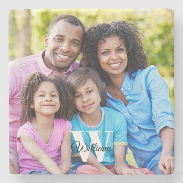 Monogram Photo  Stone Coaster (Front)