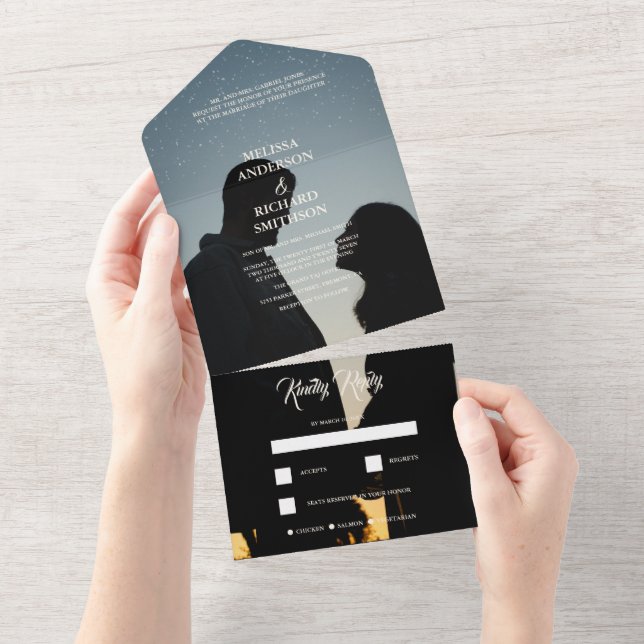 Monogram Photo Wedding All In One Invitation (Tearaway)