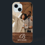 Monogram Photo Wood Grain Timber Personalised Name iPhone 15 Case<br><div class="desc">Monogram Photo Wood Grain Timber Personalised Name iPhone 15 Cases features your favourite photo with your personalised name and monogram on a wooden accent. Personalise by editing the text in the text boxes provided. Designed by ©Evco Studio www.zazzle.com/store/evcostudio</div>