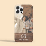Monogram Photo Wood Grain Timber Personalised Name iPhone 15 Pro Max Case<br><div class="desc">Monogram Photo Wood Grain Timber Personalised Name iPhone 15 Pro Max Cases features your favourite photo with your personalised name and monogram on a wooden accent. Personalise by editing the text in the text boxes provided. Designed by ©Evco Studio www.zazzle.com/store/evcostudio</div>