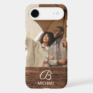Monogram Photo Wood Grain Timber Personalized Name