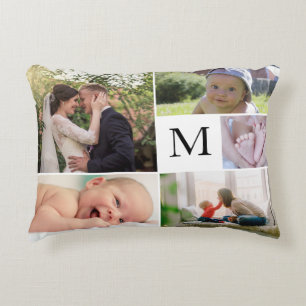 Monogram Photography family collage Decorative Cushion