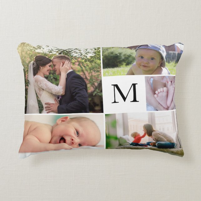 Monogram Photography family collage Decorative Cushion (Front)