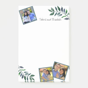 Monogram Photos Elegant Leaves Greenery Own Name Post-it Notes