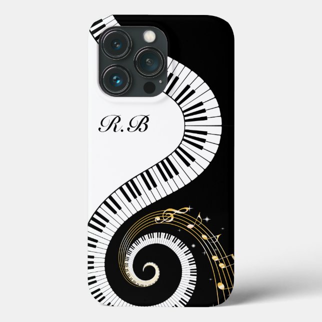 Monogram Piano Keys and Musical Notes Case-Mate iPhone Case (Back)
