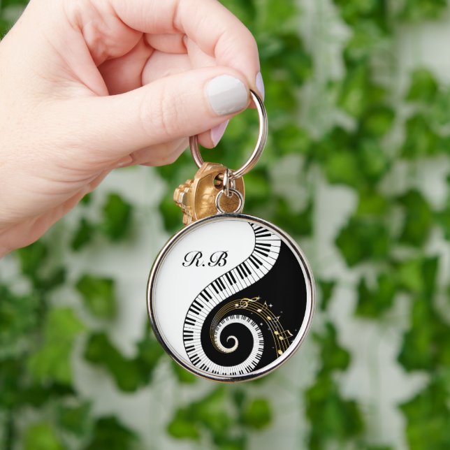 Monogram Piano Keys and Musical Notes Key Ring (Hand)