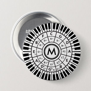 Monogram Piano Keys Circle of Fifths 7.5 Cm Round Badge