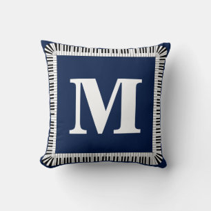 Monogram Piano Music Key Throw Pillow 16" x 16"