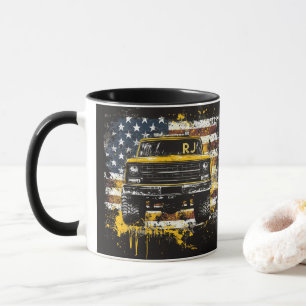 Monogram Pick Up Truck Flag Grunge Mug