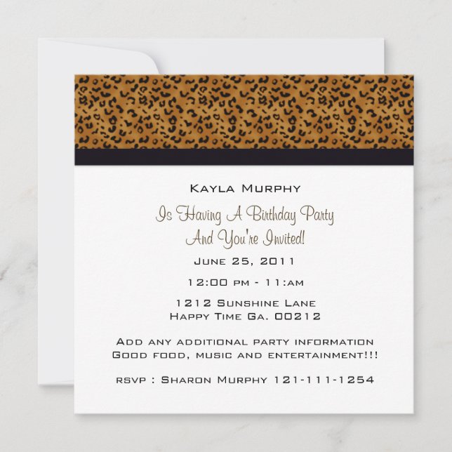 Monogram: Picture: Leopard Print Invitations (Front)