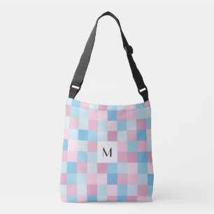 Monogram Pink and Blue Squares Cross Body Bag