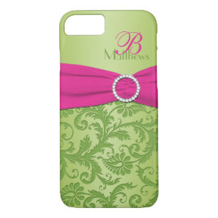 Monogram Pink and Green Damask iPhone 7 Case