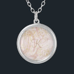 Monogram Pink and White Marble Swirl Gold Glitter Silver Plated Necklace<br><div class="desc">Monogrammed Personalised pink and white marble swirl pattern with gold glitter silver plated necklace</div>