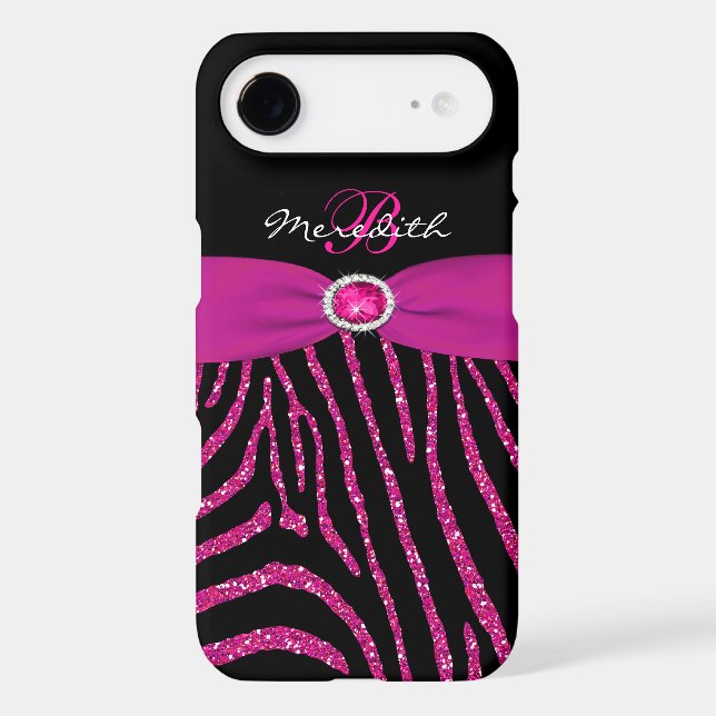 Monogram Pink Black Glitter Zebra iPhone 4/4S Vibe Case-Mate iPhone Case (Back)