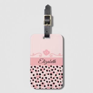 Monogram Pink Black Leopard Cheetah Print Trendy Luggage Tag