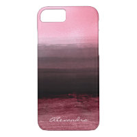 Monogram Pink & Black Ombre Foil Brush Strokes