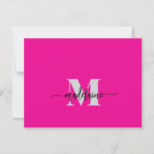 Monogram Pink Black Silver Color Personal  Postcard