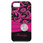 Monogram Pink Black Silver Damask iPhone 5 Case