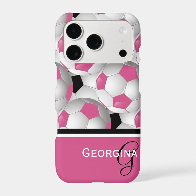 Monogram Pink Black Soccer Ball Pattern (Back)