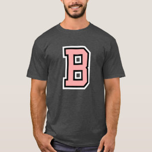 Monogram Pink Black White College Initial B T-Shirt