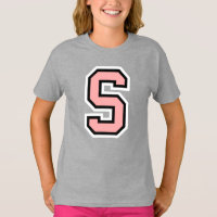 Monogram Pink Black White College Initial S T-Shir