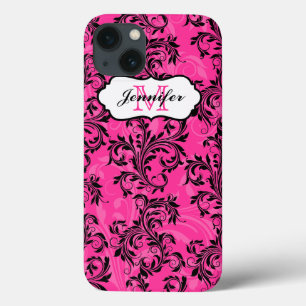 Monogram Pink Black White Swirls iPad Air Case