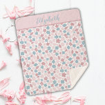 Monogram Pink Blue Floral Modern Boho Trendy Gift  Sherpa Blanket<br><div class="desc">Monogram/personalise this pink blue white floral Sherpa blanket. Add her name to make this gift so special.</div>