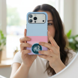 Monogram Pink Blue & Purple Pastel Stripes Pattern