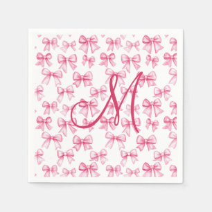 Monogram Pink Bow Coquette Aesthetic Baby Shower  Napkin
