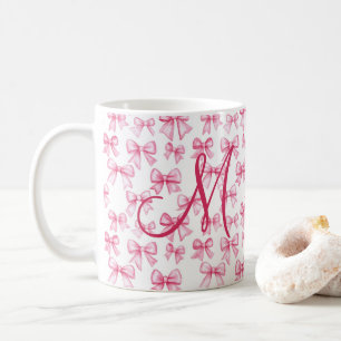 Monogram Pink Bow Coquette Aesthetic Preppy Trendy Coffee Mug