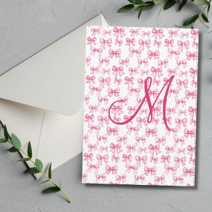 Monogram Pink Bow Coquette Aesthetic Stationery
