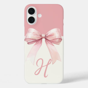 Monogram Pink Bow Coquette iPhone 16 Plus Case