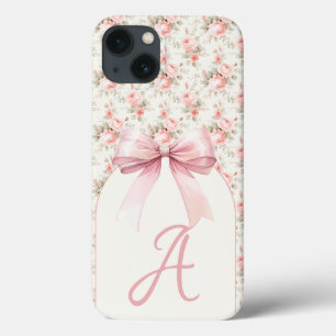 Monogram Pink Bow Coquette iPhone 13 Case