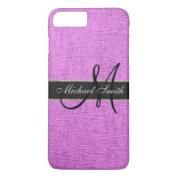 Monogram Pink Burlap Linen Rustic Jute