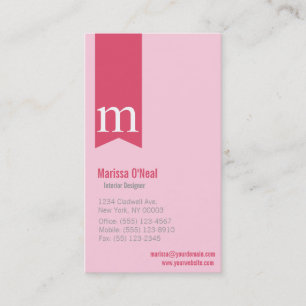 Monogram Pink Business Card