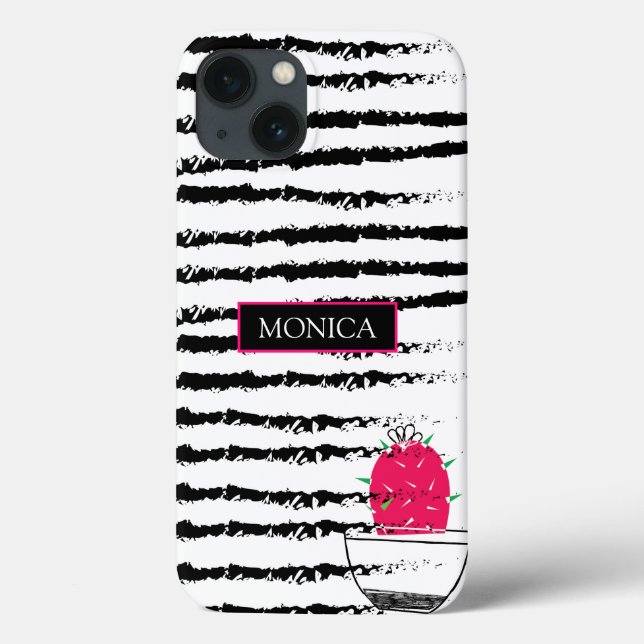 Monogram Pink Cactus Case-Mate iPhone Case (Back)
