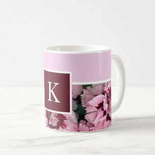 Monogram Pink Carnation January Birth Month Coffee Mug