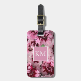 Monogram Pink Carnation January Birthday Flower Luggage Tag