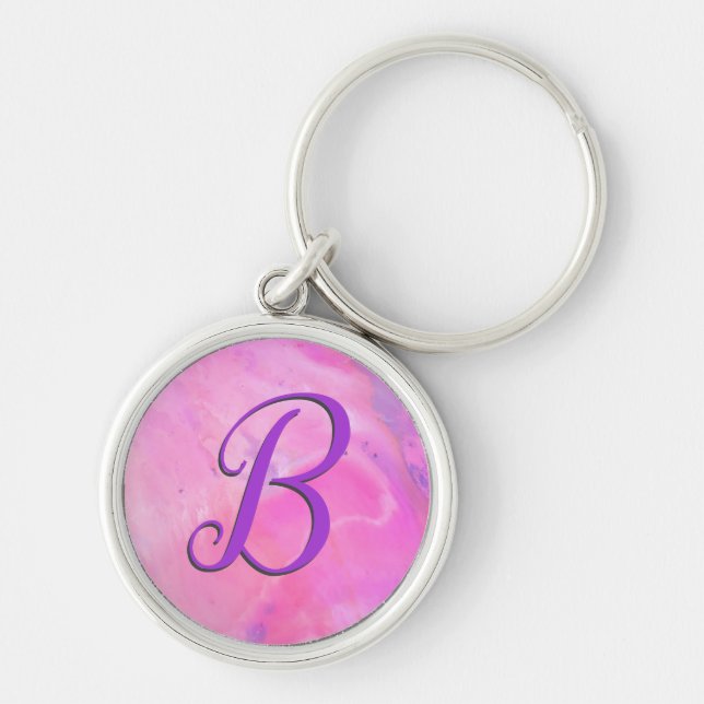 Monogram Pink Chem 5 Script Key Ring (Front)