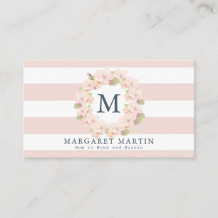 Monogram Pink Cherry Blossom Wreath Mummy Calling Card