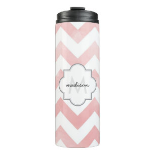 Monogram Pink Chevron Thermal Tumbler